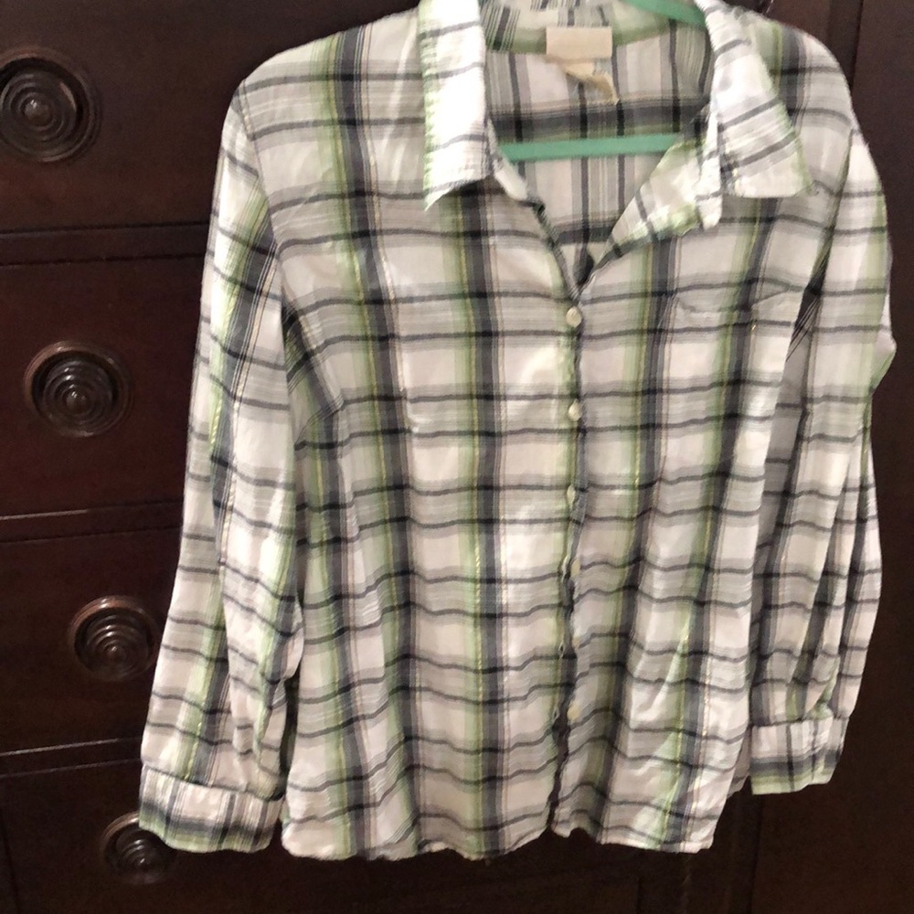 Essentials Green Plaid Button Down Shirt